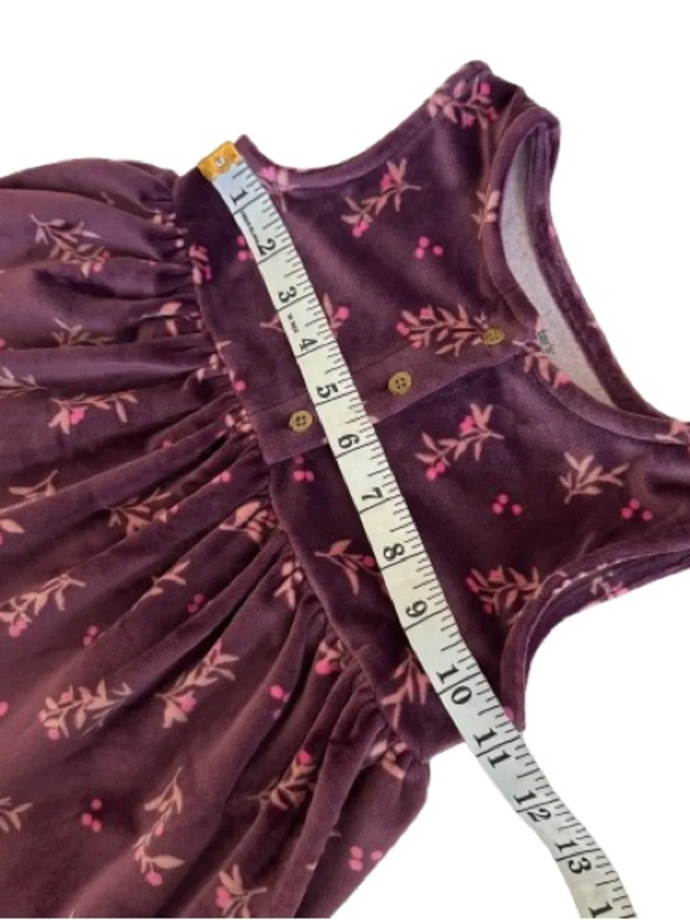 Carter's Girl' 24m Plum & Pink Floral Print Velvet Sleeveless Dress & Round Neck